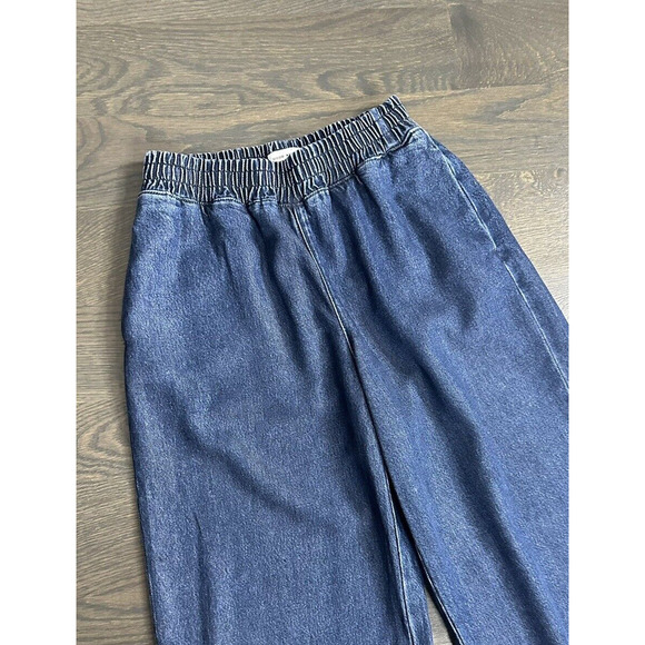 NEW Good American Pants Denim Weightless Wide Leg Pull On Elastic Waist Size 1 - Picture 4 of 5
